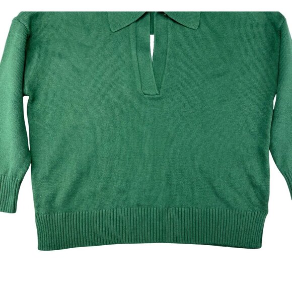 Darling Women Green 3/4 Length Sleeve Collared Knit Sweater Pullover Medium - Picture 11 of 13